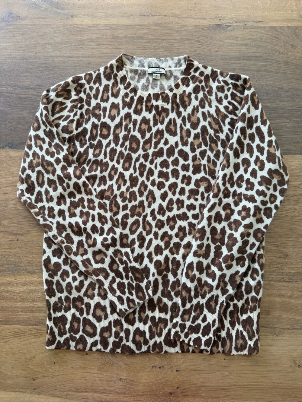 J. Crew Cream and Brown Leopard Print Sweater